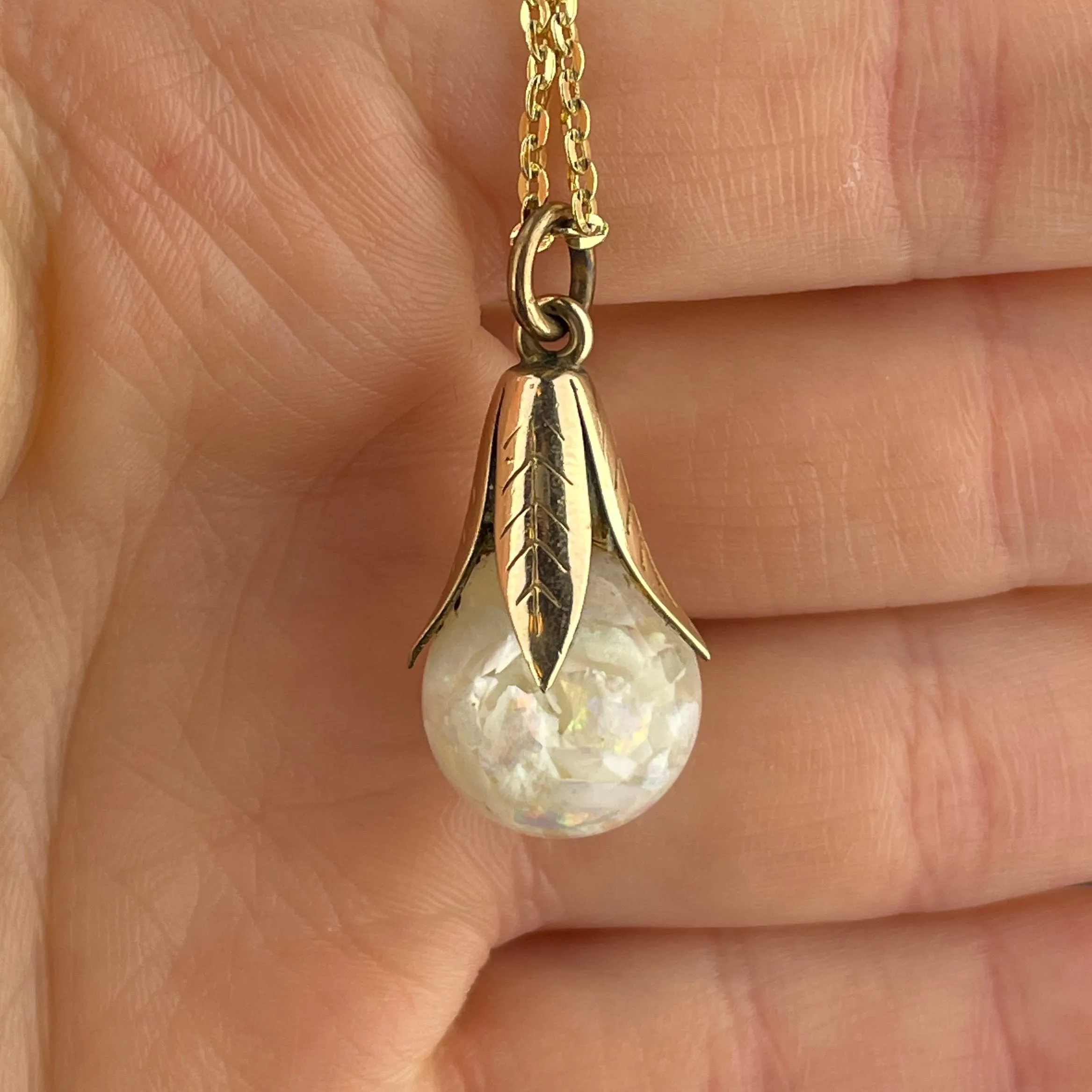 Gold Filled Floating Opal Fob Charm Necklace