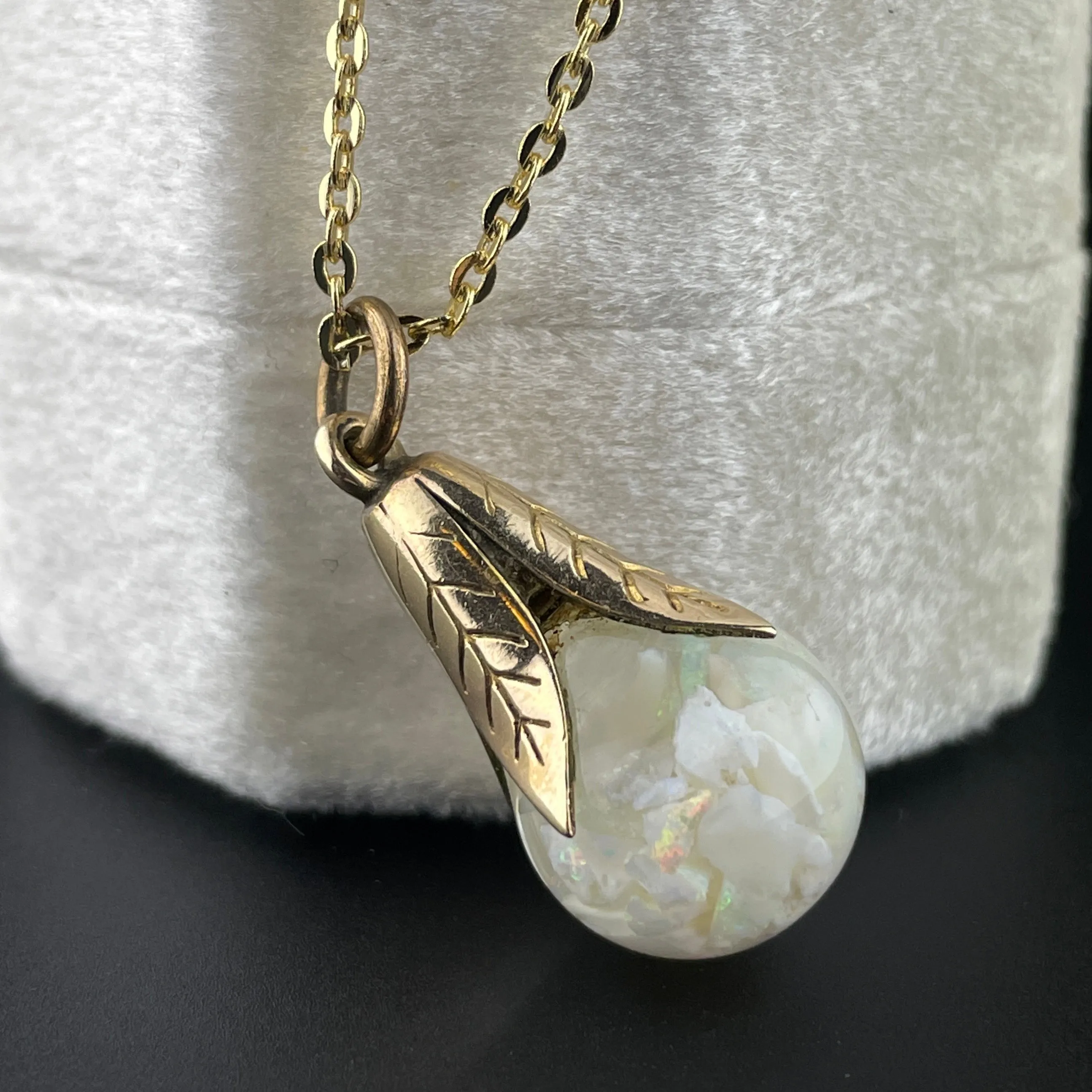 Gold Filled Floating Opal Fob Charm Necklace