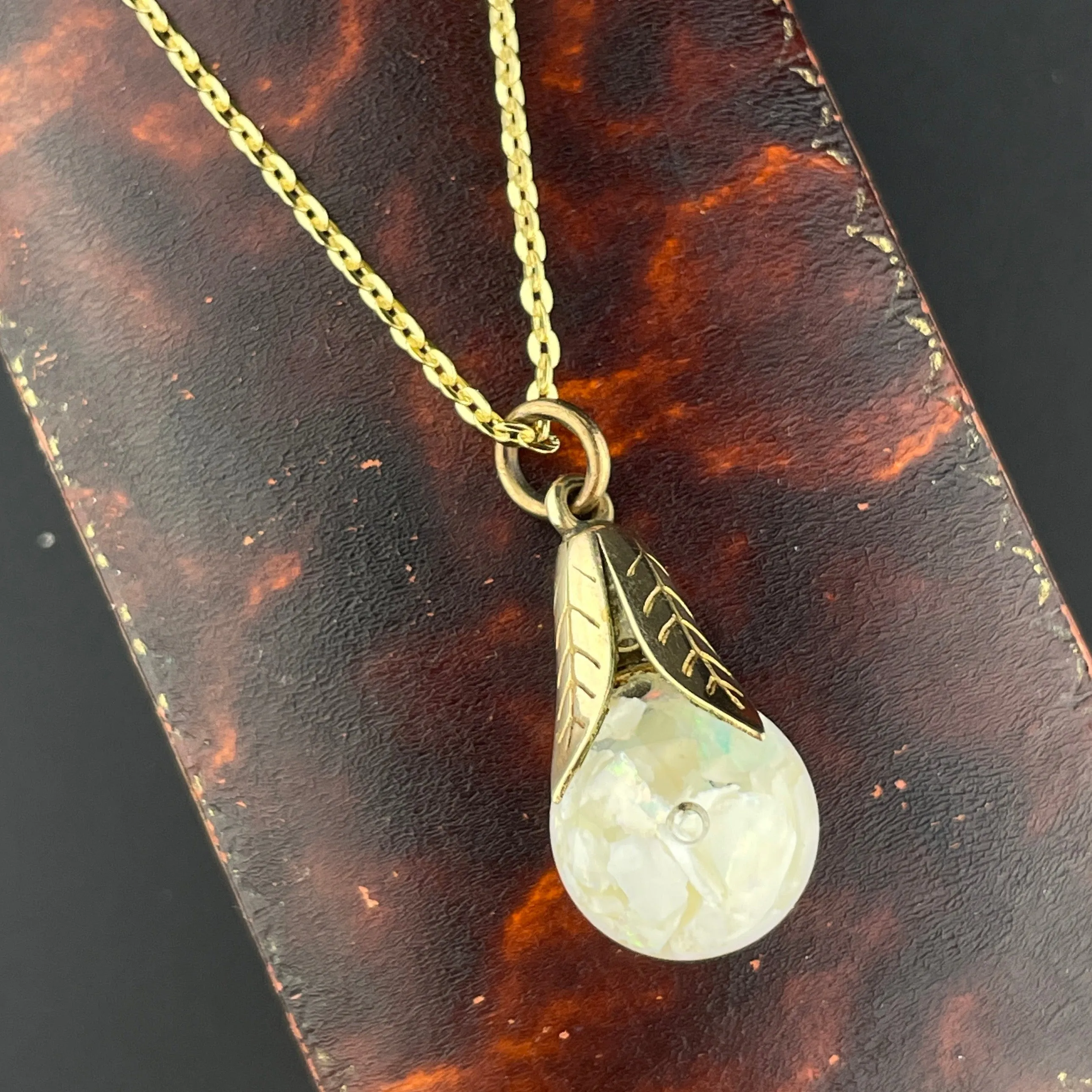 Gold Filled Floating Opal Fob Charm Necklace