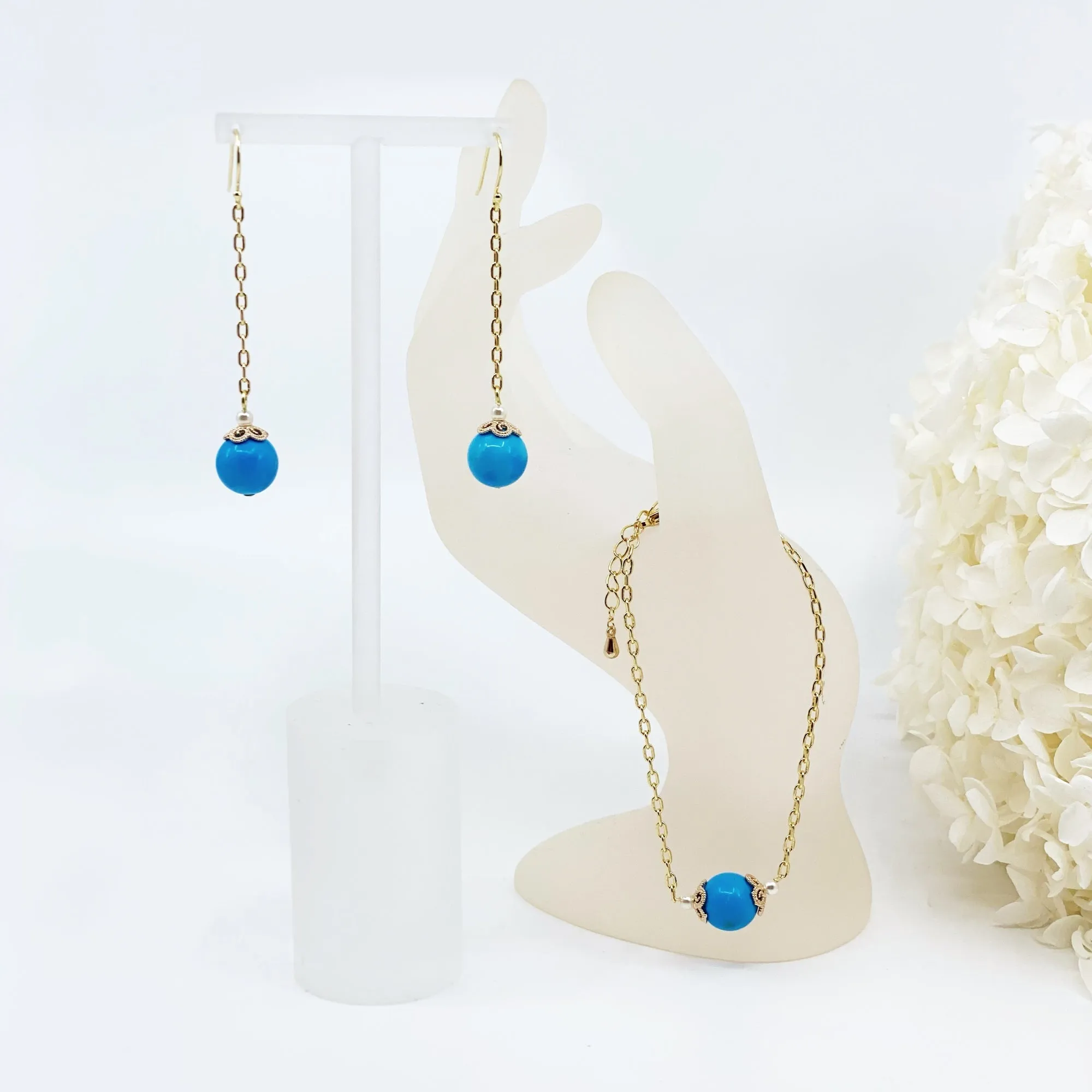 Gold Plated Turquoise Howlite Earrings