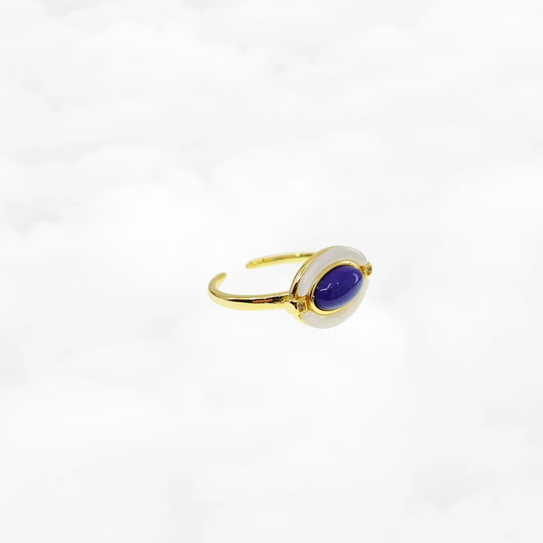 Gold Retro Lapis Ring