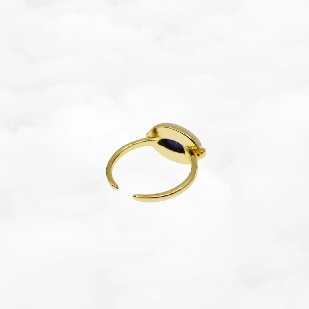 Gold Retro Lapis Ring