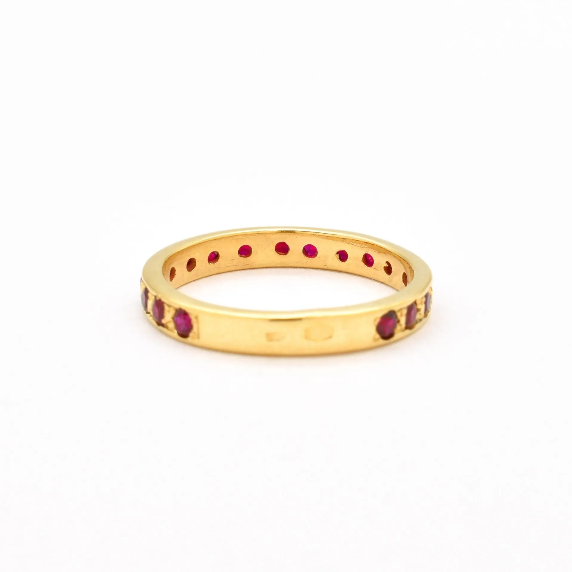 Gold Ruby Ring - Eternity Band, Stackable Ruby Band, July Birthstone Ring