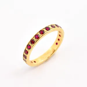 Gold Ruby Ring - Eternity Band, Stackable Ruby Band, July Birthstone Ring