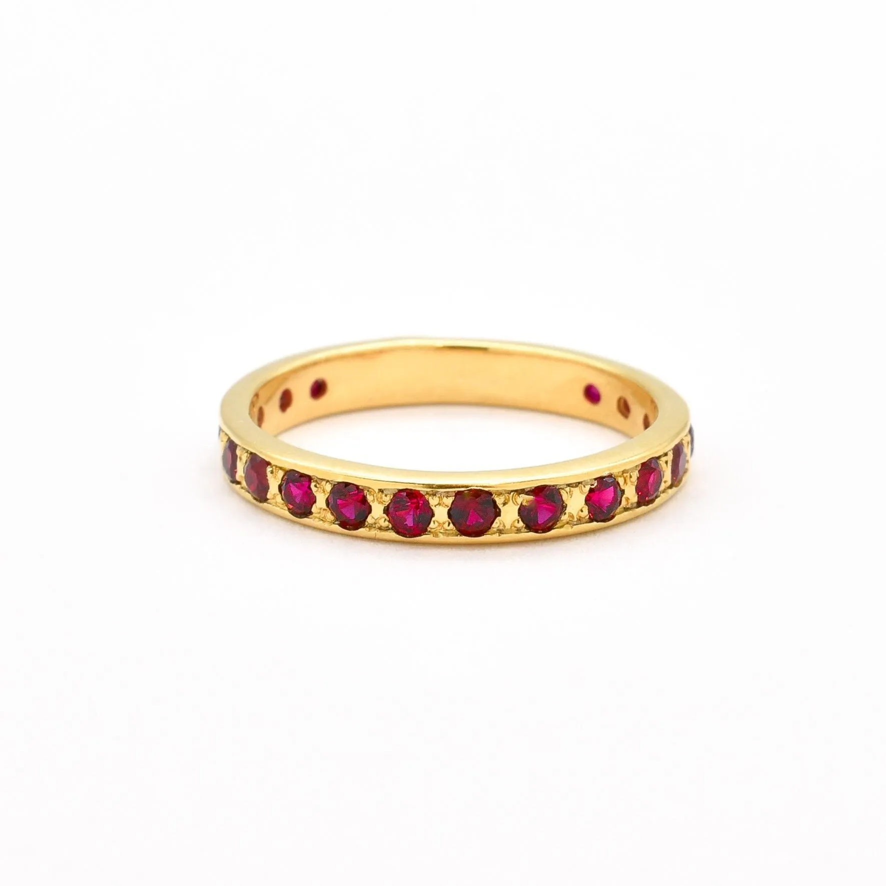 Gold Ruby Ring - Eternity Band, Stackable Ruby Band, July Birthstone Ring