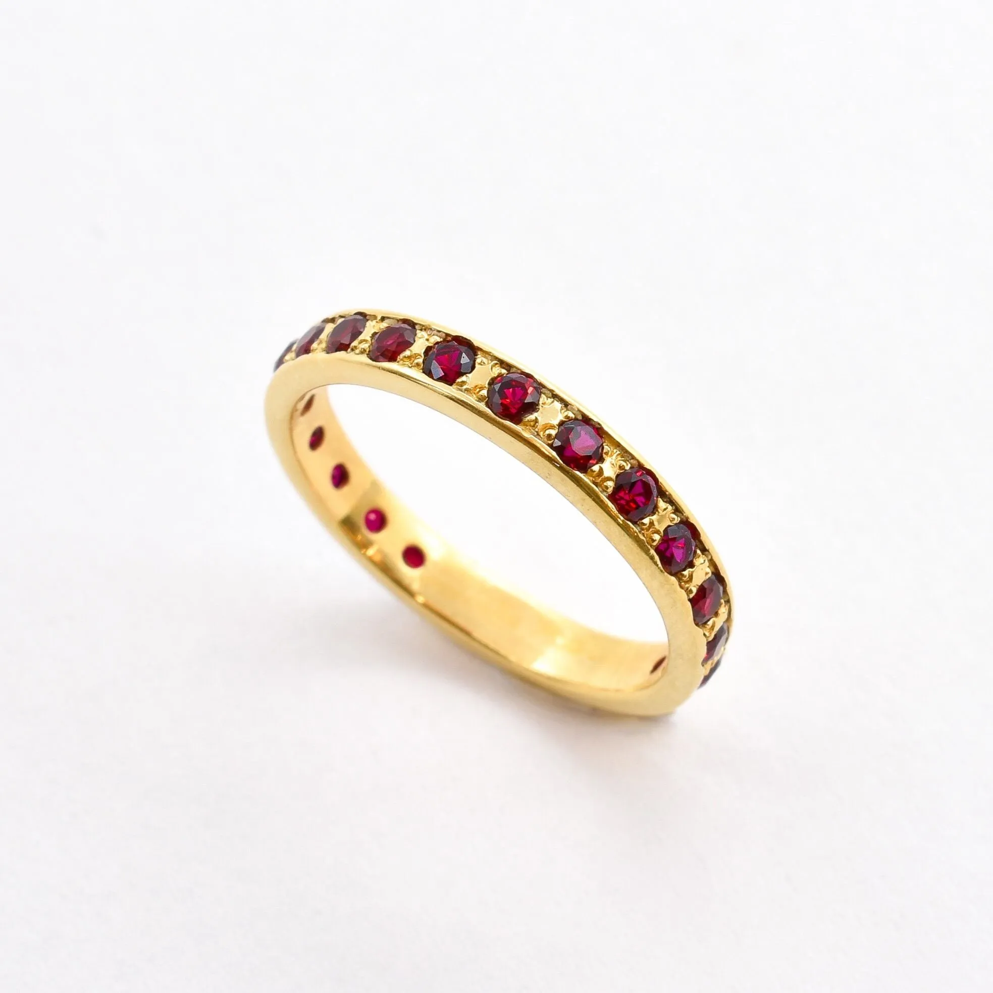 Gold Ruby Ring - Eternity Band, Stackable Ruby Band, July Birthstone Ring