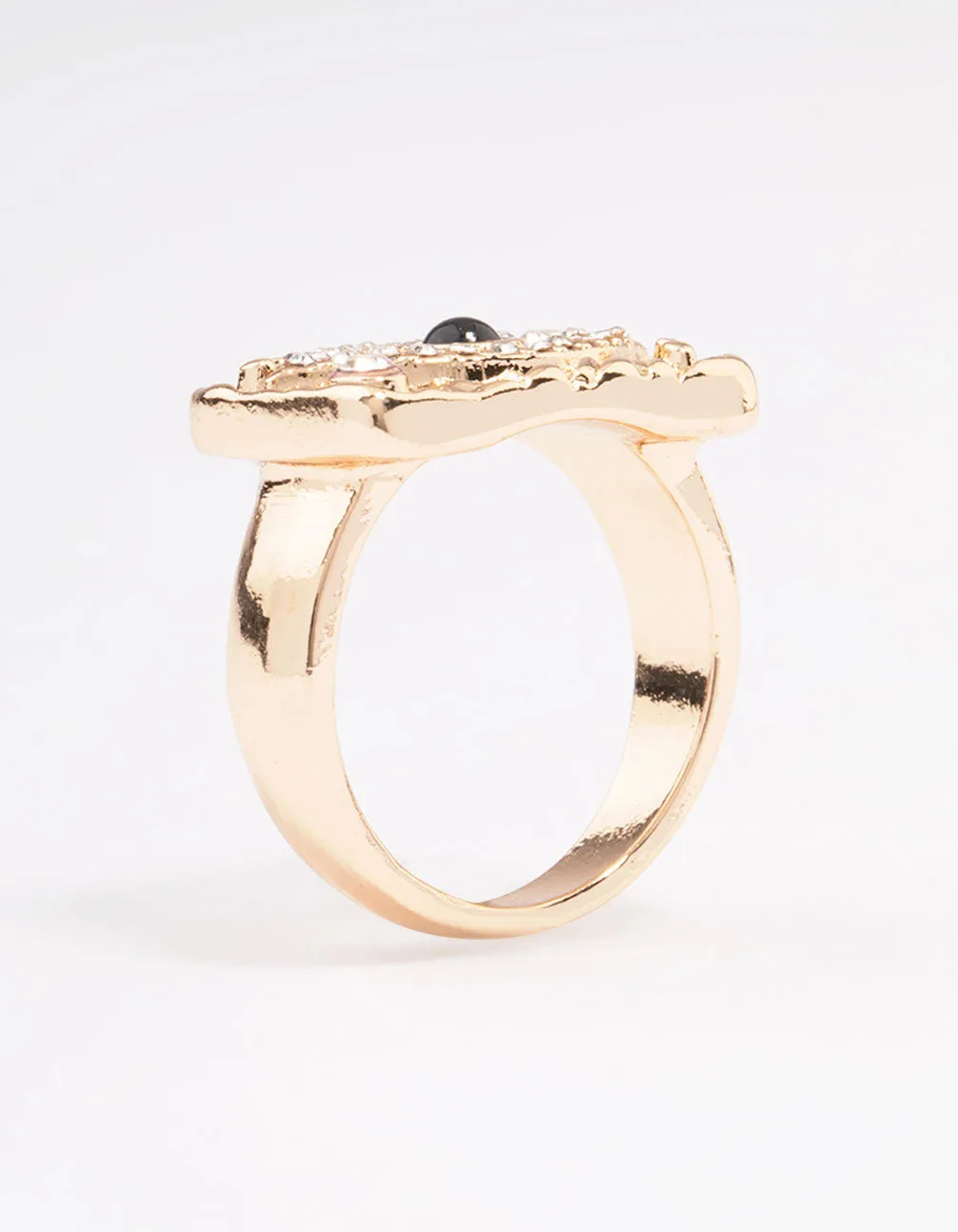 Gold Square Evil Eye Cocktail Ring