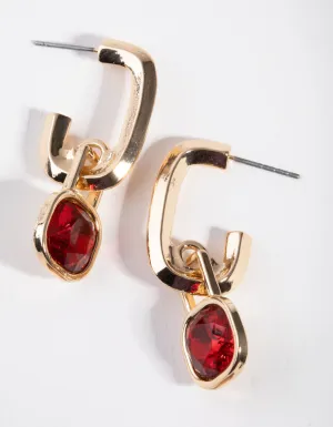 Gold Stone on Chubby Drop Earrings