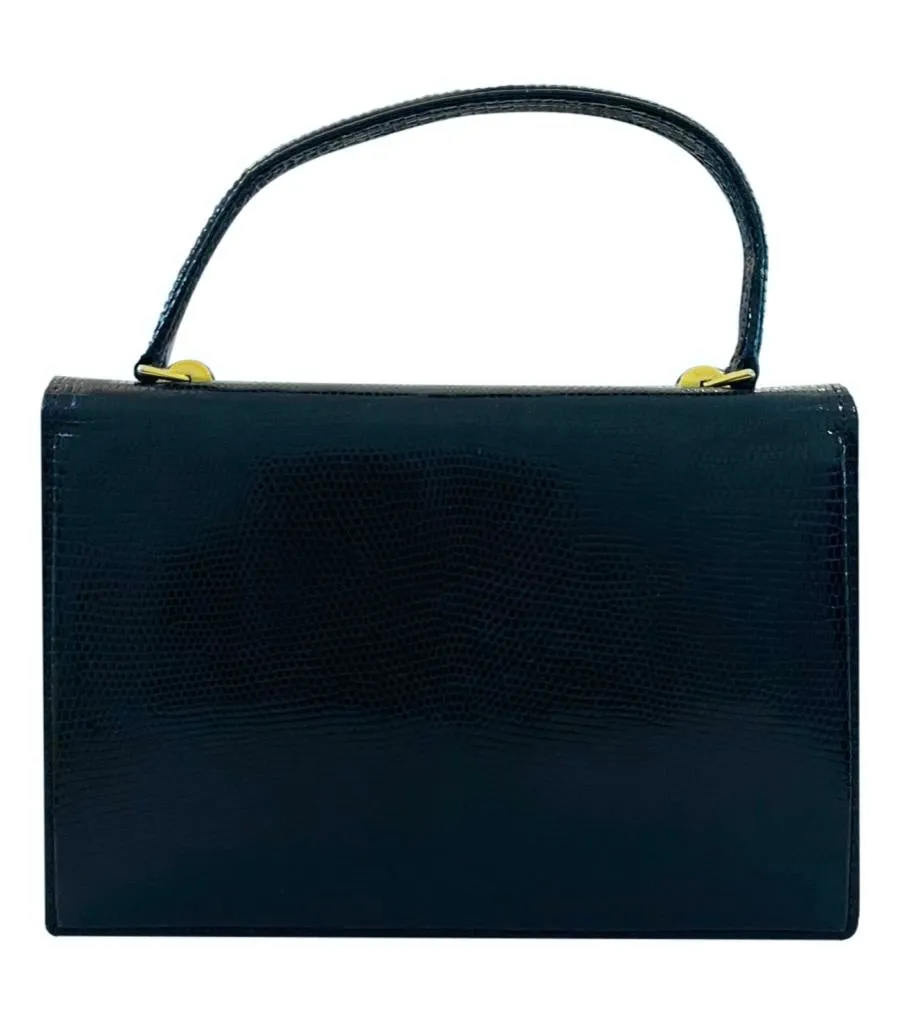 Gucci Vintage Lizard Skin Bag With Lapis Lazuli Closure