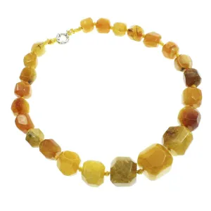 Handmade Chunky Faceted Yellow Agate Gemstone Women's Necklace