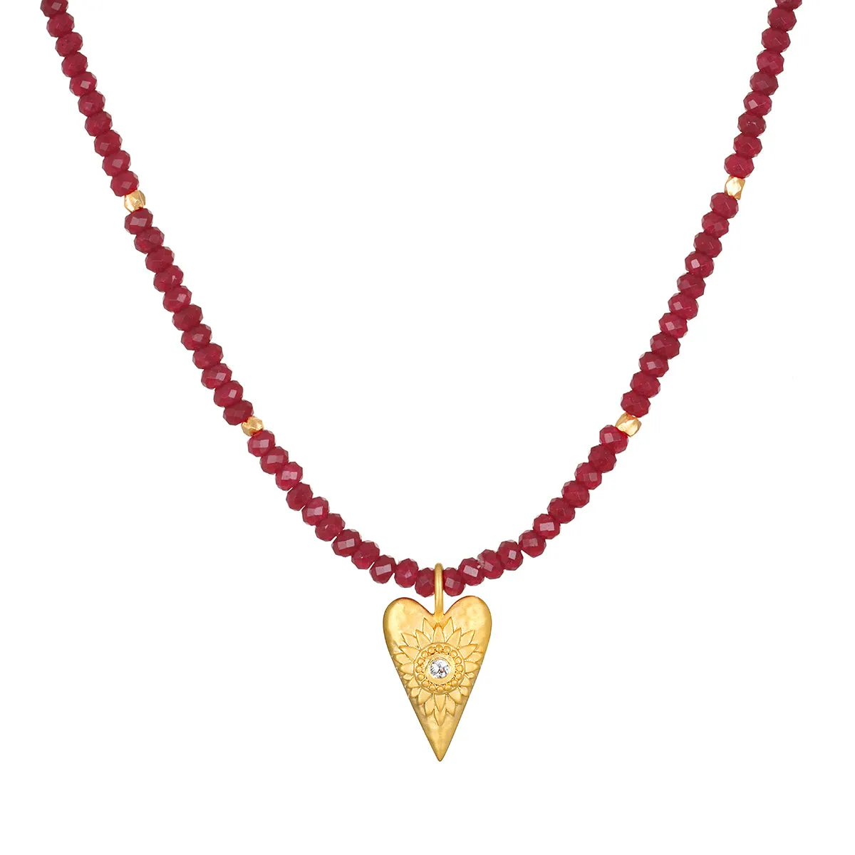 Healing Heart Red Onyx Heart Necklace