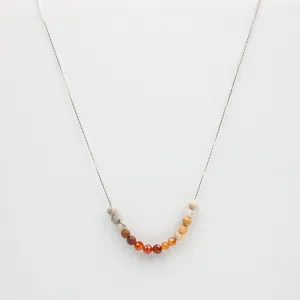 Hessonite & Crazy Lace Agate Adjustable Slide Chain Gemstone Necklace