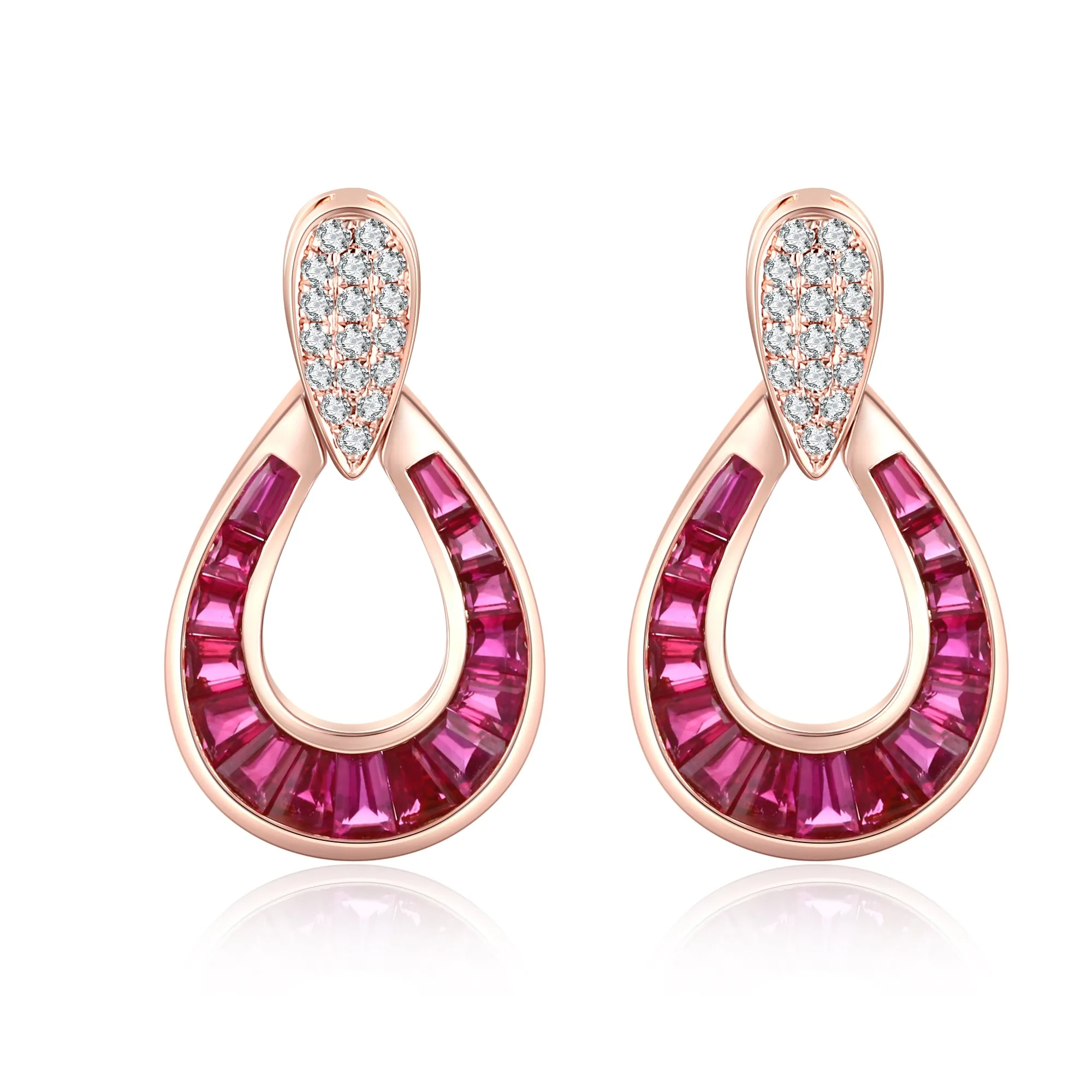 Horse Shoes Ruby and Diamond Earrings