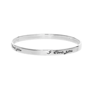 I Love You Slip-on Bangle Bracelet, 7.5'' bangle bracelet in 925 in Sterling Silver