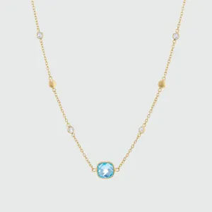 Iseo Blue Topaz Gemstone & Gold Vermeil Necklace