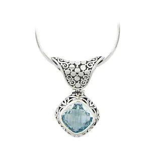 JD N54143 BLUE TOPAZ DIAMOND SHAPED NECKLACE