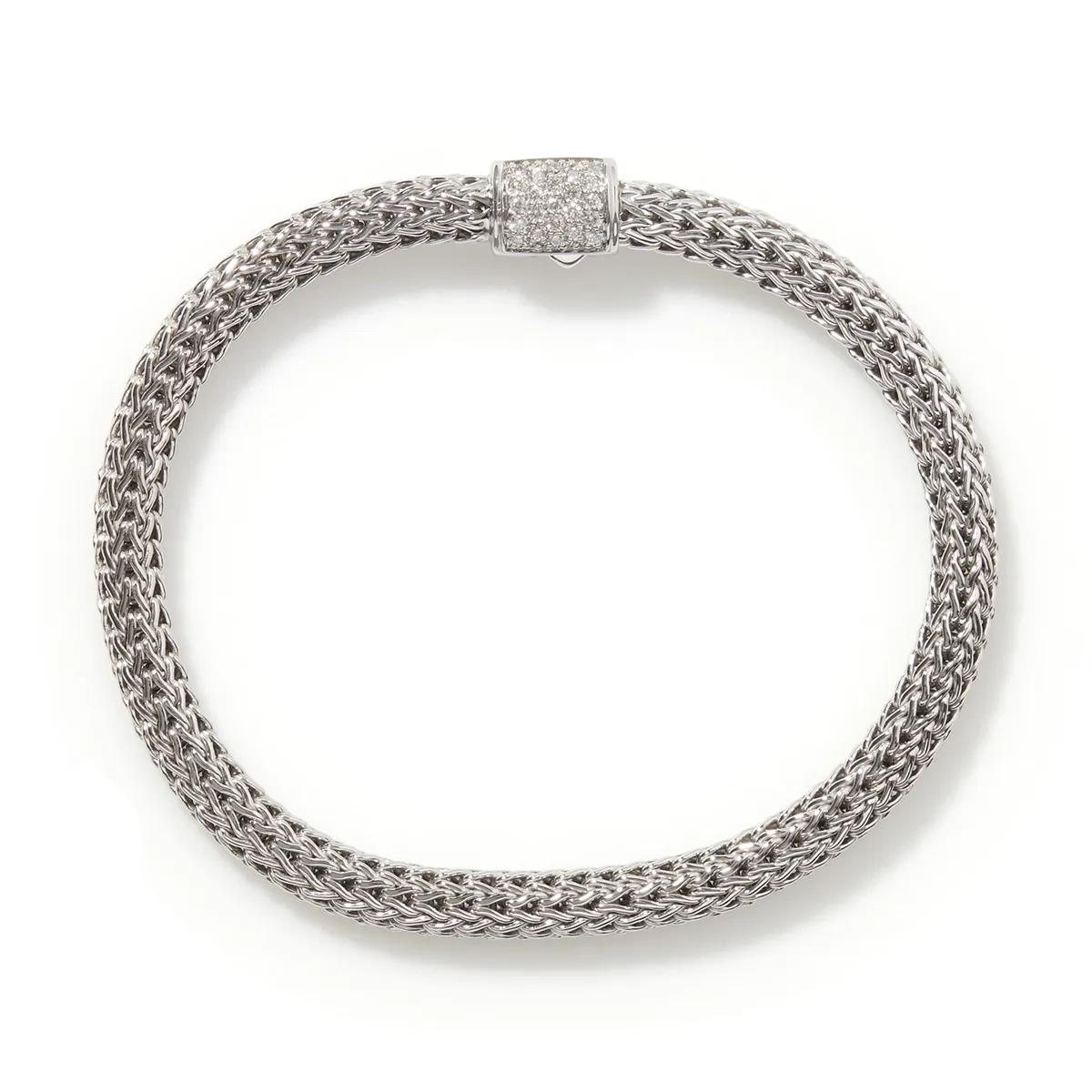 John Hardy Classic Chain Silver Diamond Pave' X-Small Bracelet, Size Uni-M