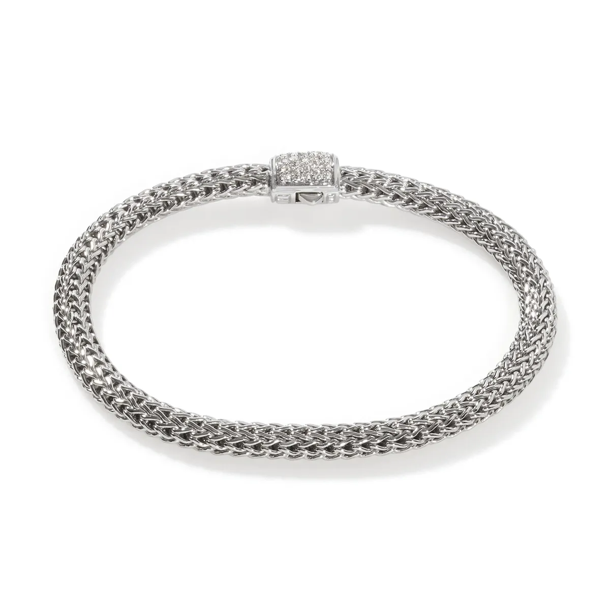 John Hardy Classic Chain Silver Diamond Pave' X-Small Bracelet, Size Uni-M