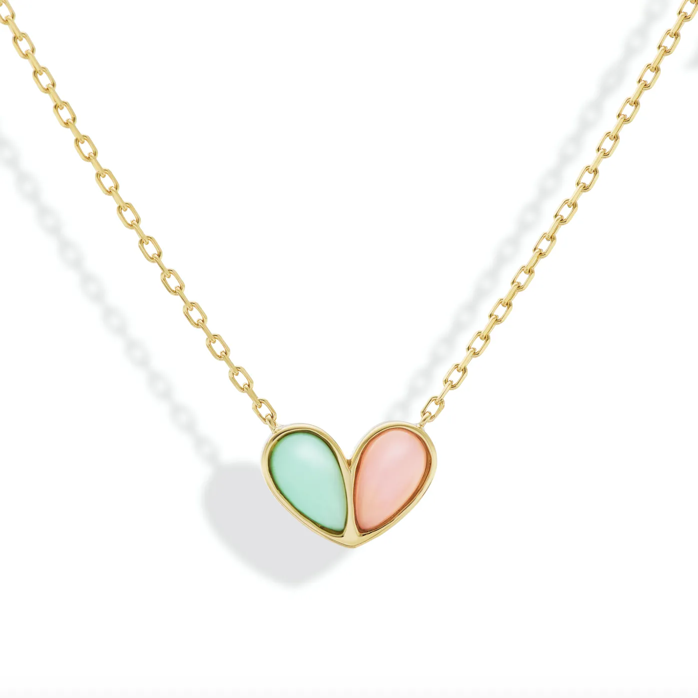 Jumbo Sweetheart Necklace Light Green Turquoise x Pink Opal