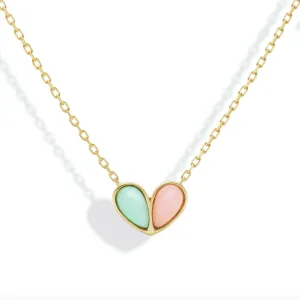 Jumbo Sweetheart Necklace Light Green Turquoise x Pink Opal