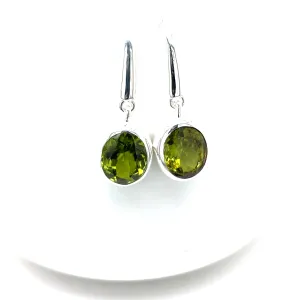 Kaleidoscope Small Oval Peridot Drop Earrings on Hooks