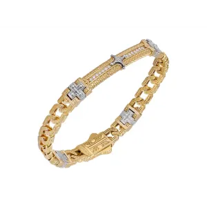 Konstantino Mens Kavafi 18K Yellow Gold Diamond Link Bracelet