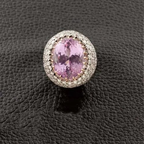 Kunzite & Diamond Estate Cocktail Ring