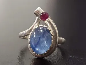 Kyanite Ring - Blue Teardrop Ring - Kyanite Vintage Ring