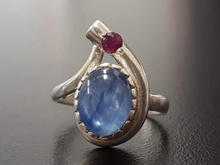 Kyanite Ring - Blue Teardrop Ring - Kyanite Vintage Ring