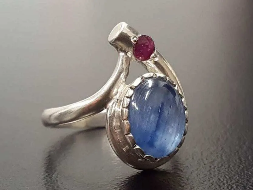 Kyanite Ring - Blue Teardrop Ring - Kyanite Vintage Ring