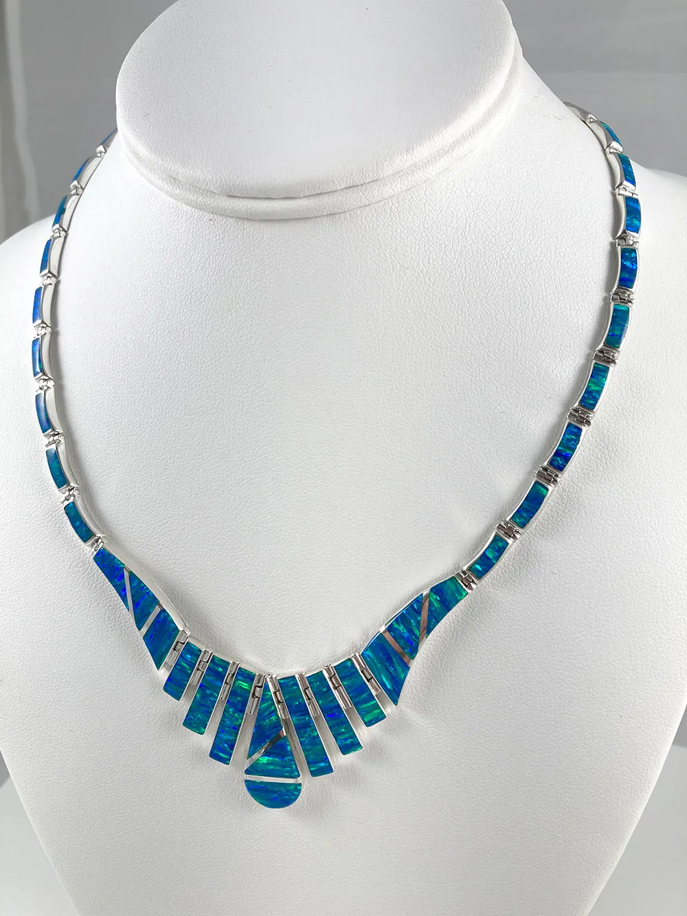 Lab Opal & Sterling Silver Necklace