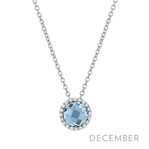 Lafonn Birthstone Round December Blue Topaz Necklace BN001BTP18