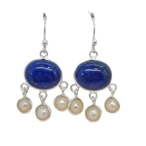 Lapis Lazuli Fresh Water Pearl stone drop earrings