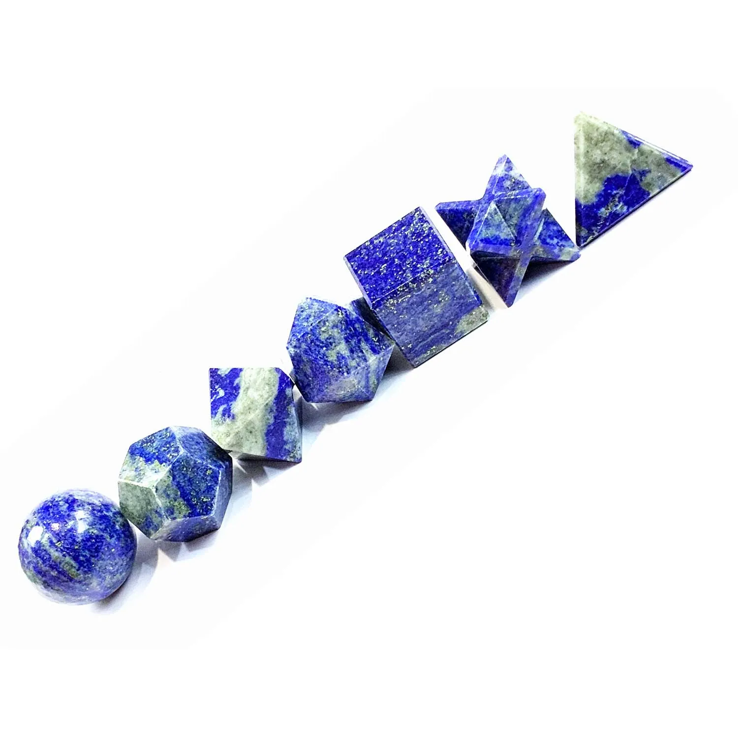 Lapis Lazuli Platonic Solids Set (7pc) | Enlightening, Intuitive, & Spiritually Uplifting