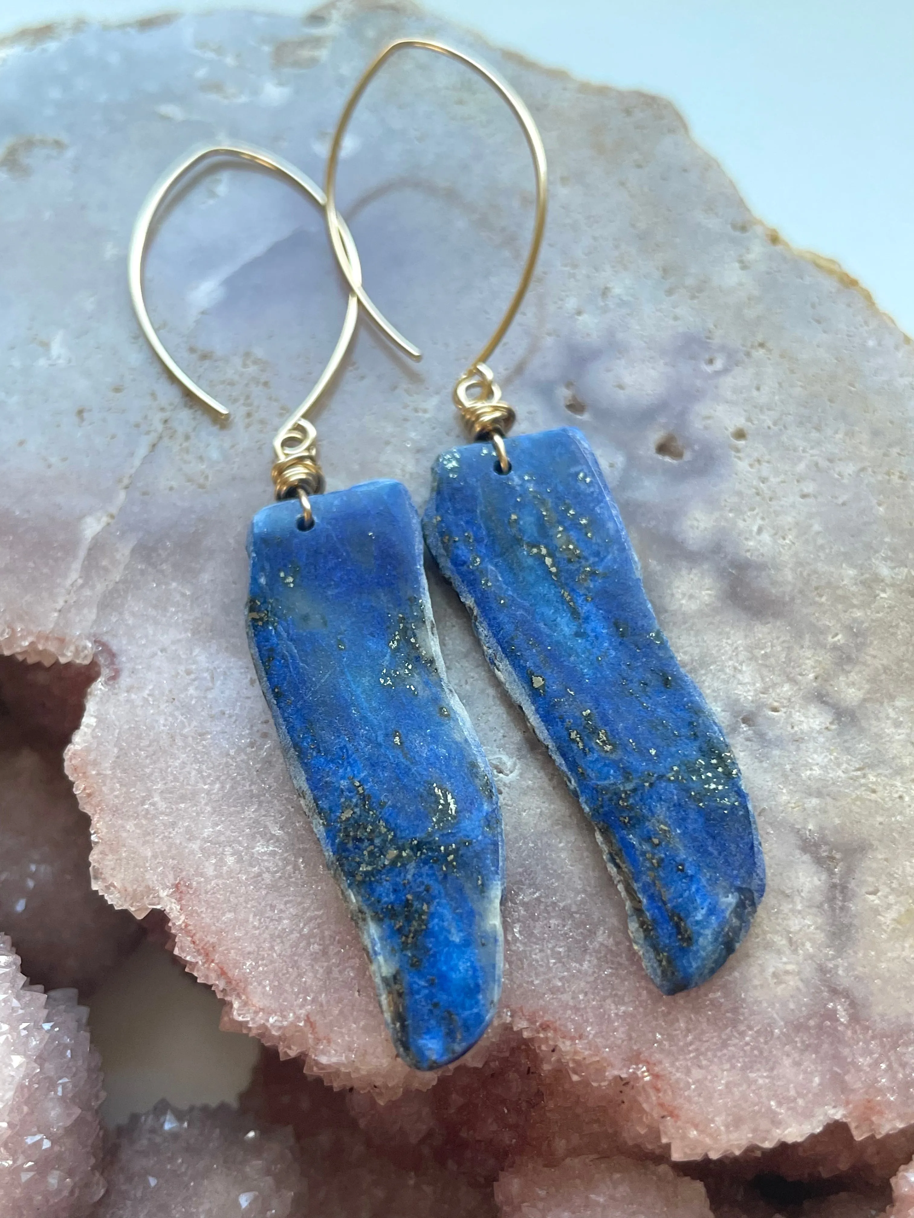 Lapis Lazuli Statement Earrings Gold Fill