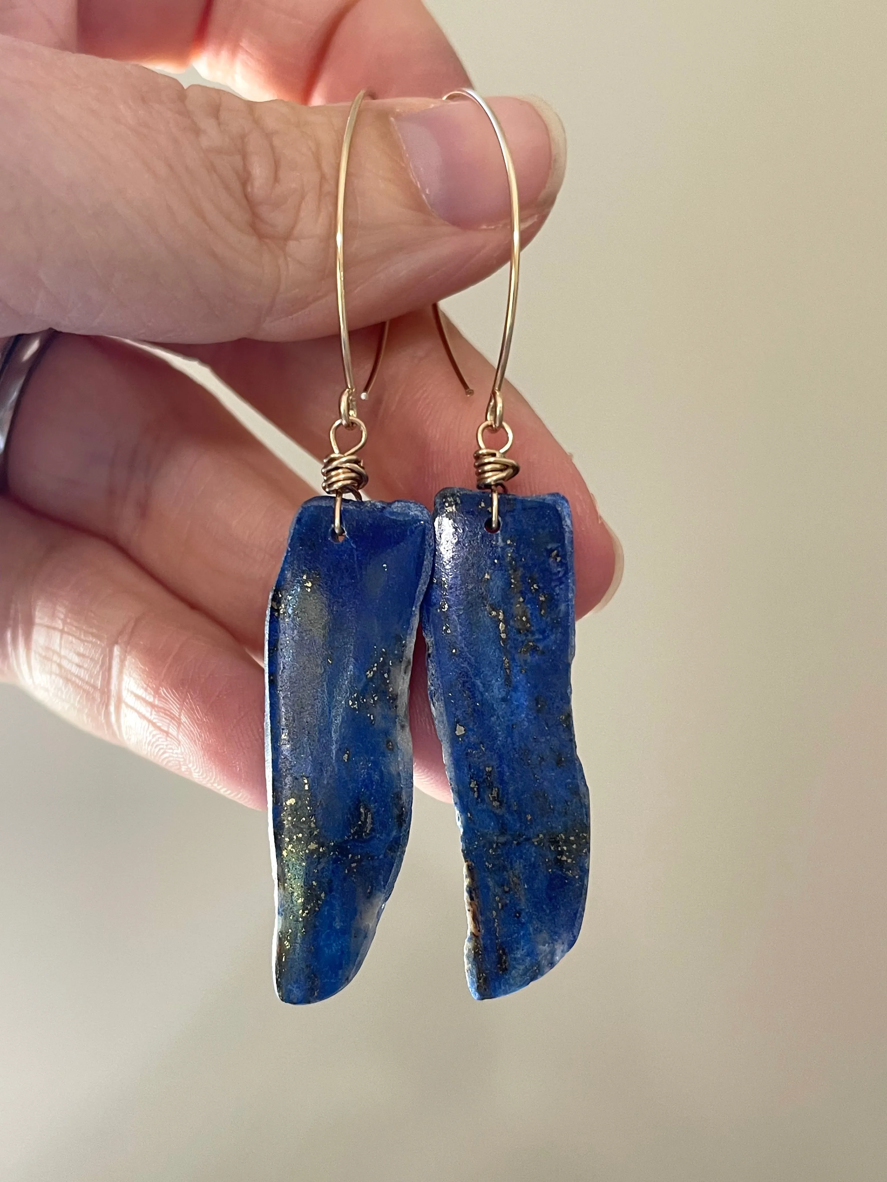 Lapis Lazuli Statement Earrings Gold Fill