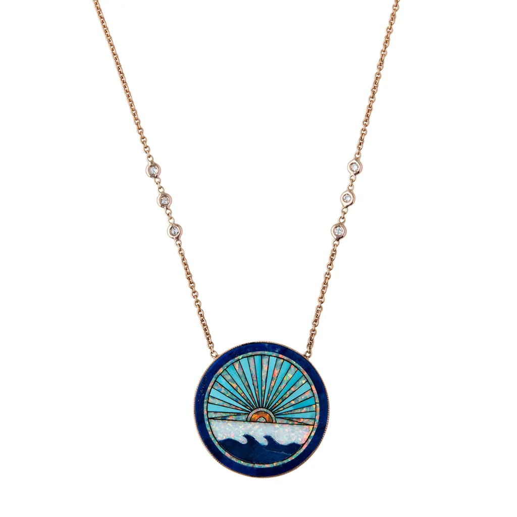 LAPIS   TURQUOISE SUNSHINE OPAL INLAY NECKLACE