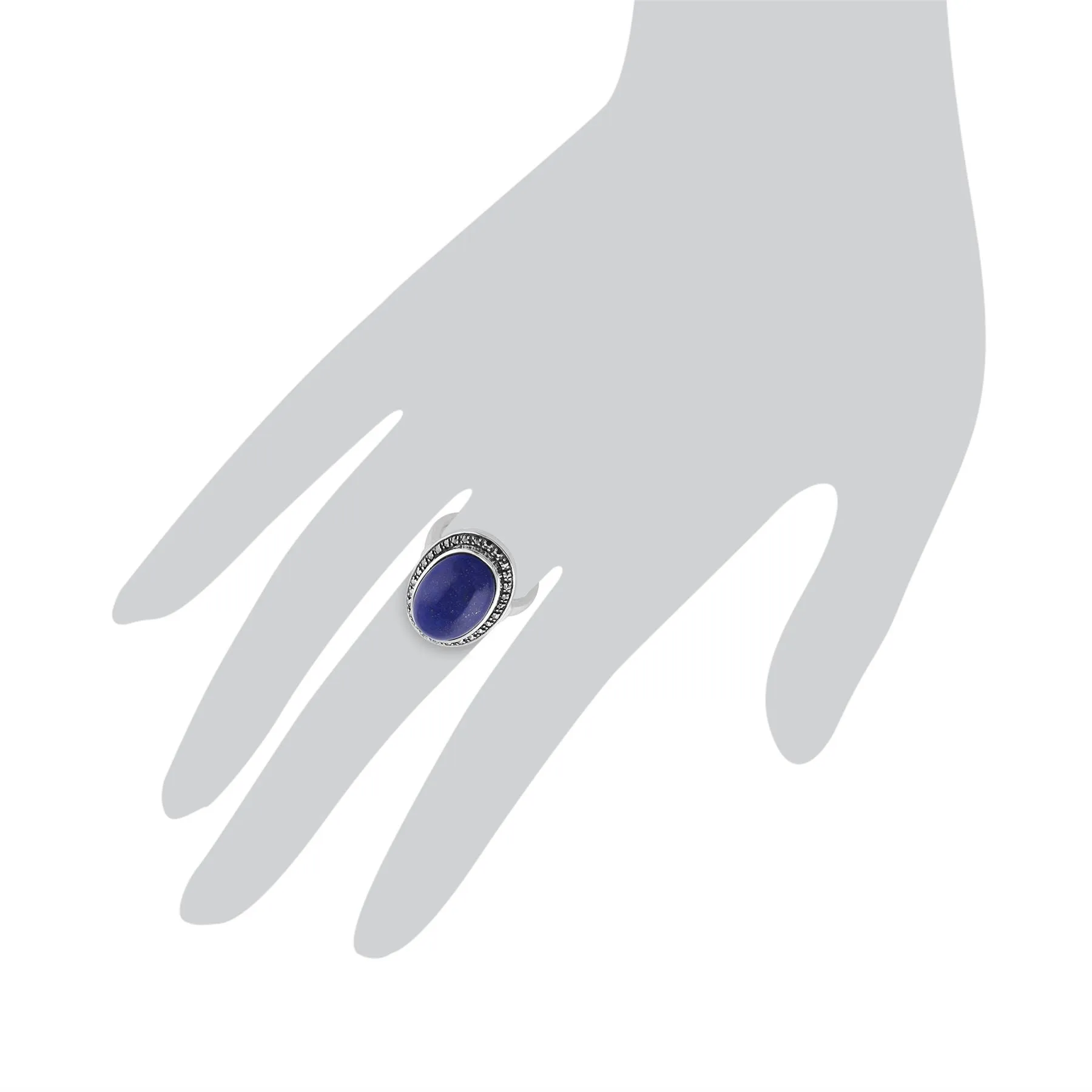 Lapislazuli Sparkling Markasit Ring in 925 Sterlingsilber