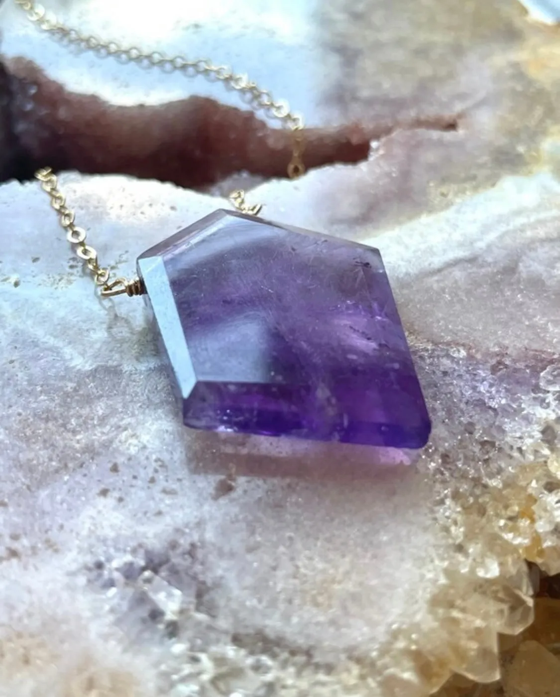 Large Amethyst Pendant Necklace