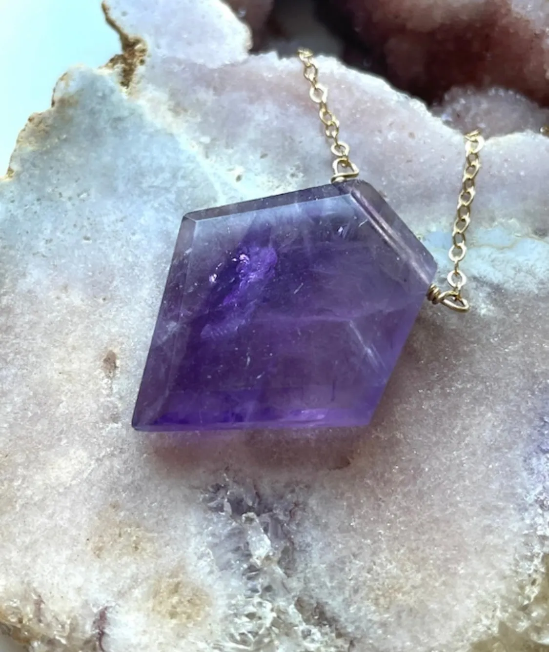 Large Amethyst Pendant Necklace