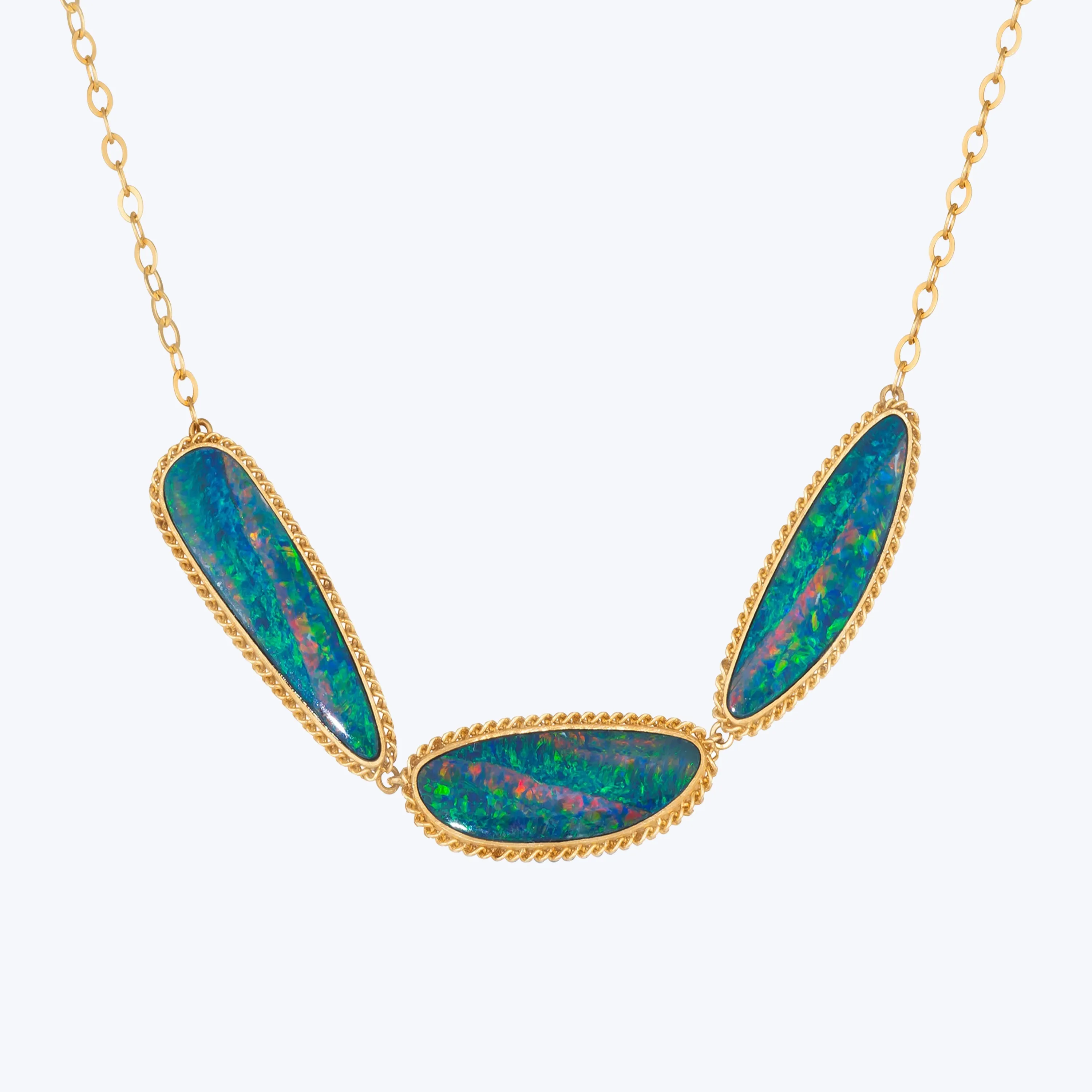 Large Australian Opal Doublet 18k One-of-a-Kind Necklace