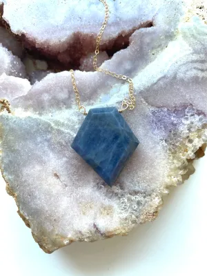 Large Blue Sapphire Necklace Gold or Sterling Silver