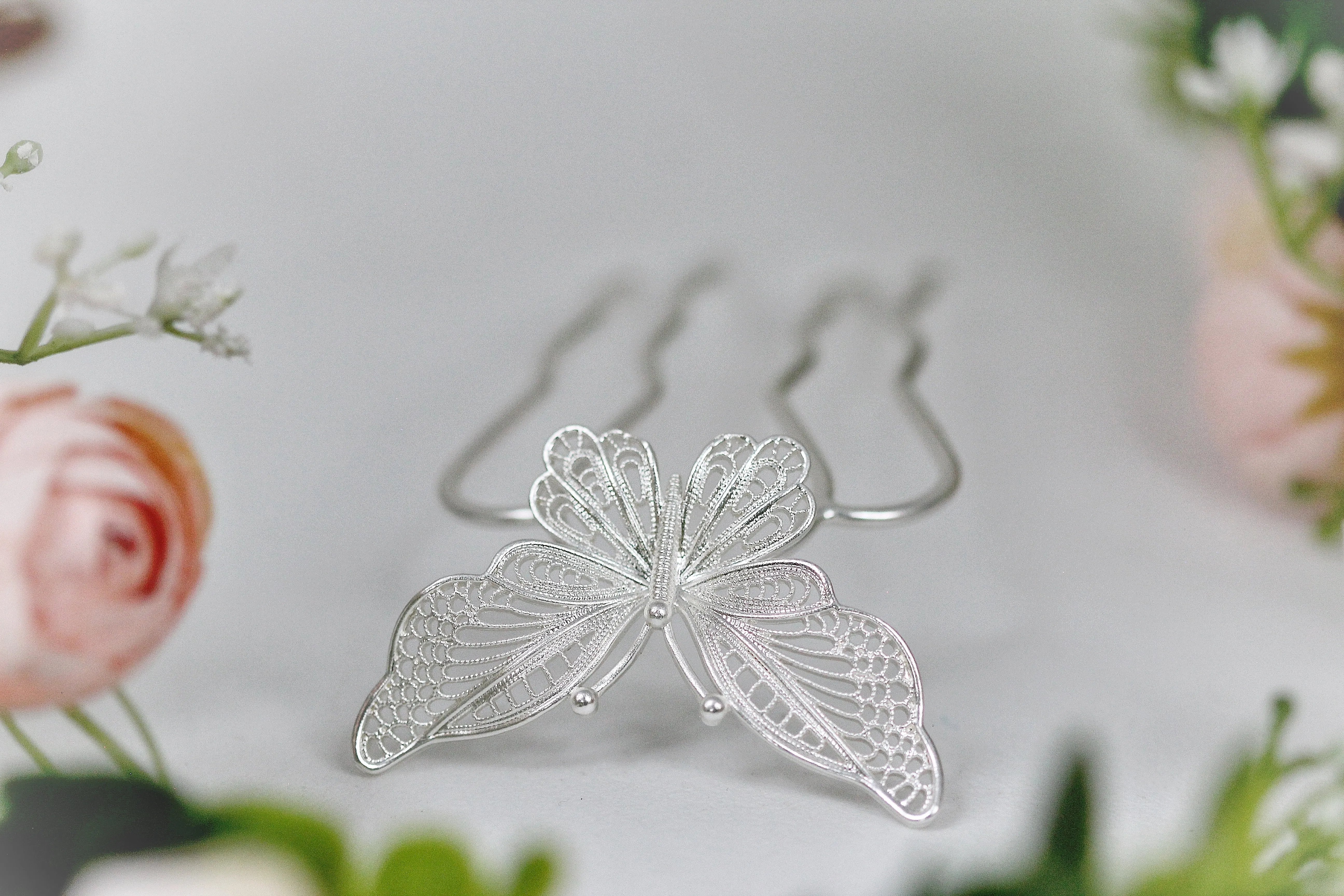 Large Filigree Butterfly Hair Prong