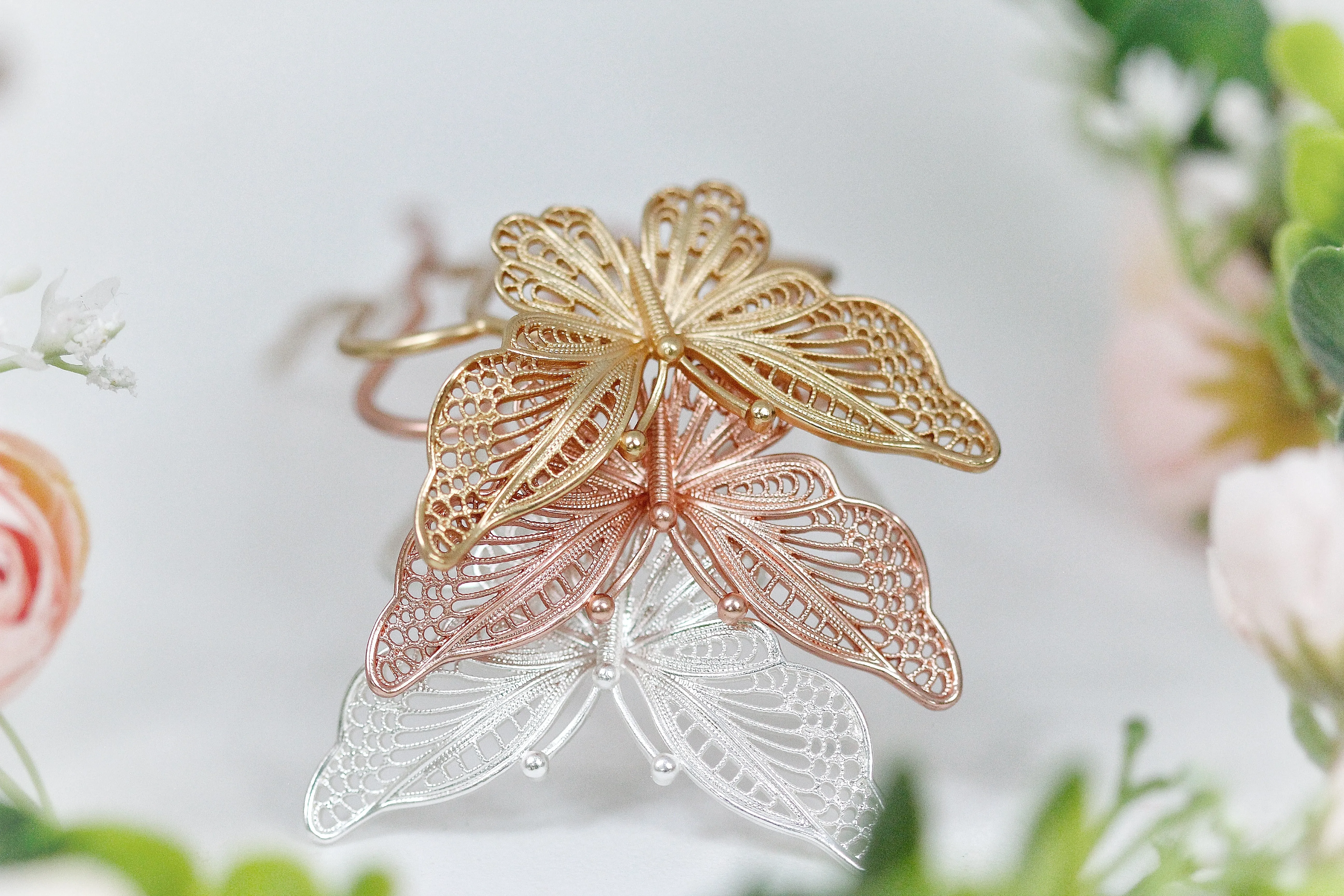 Large Filigree Butterfly Hair Prong