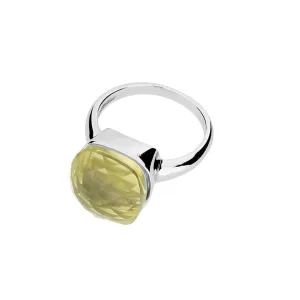 Lemon Quartz Square Cocktail Ring