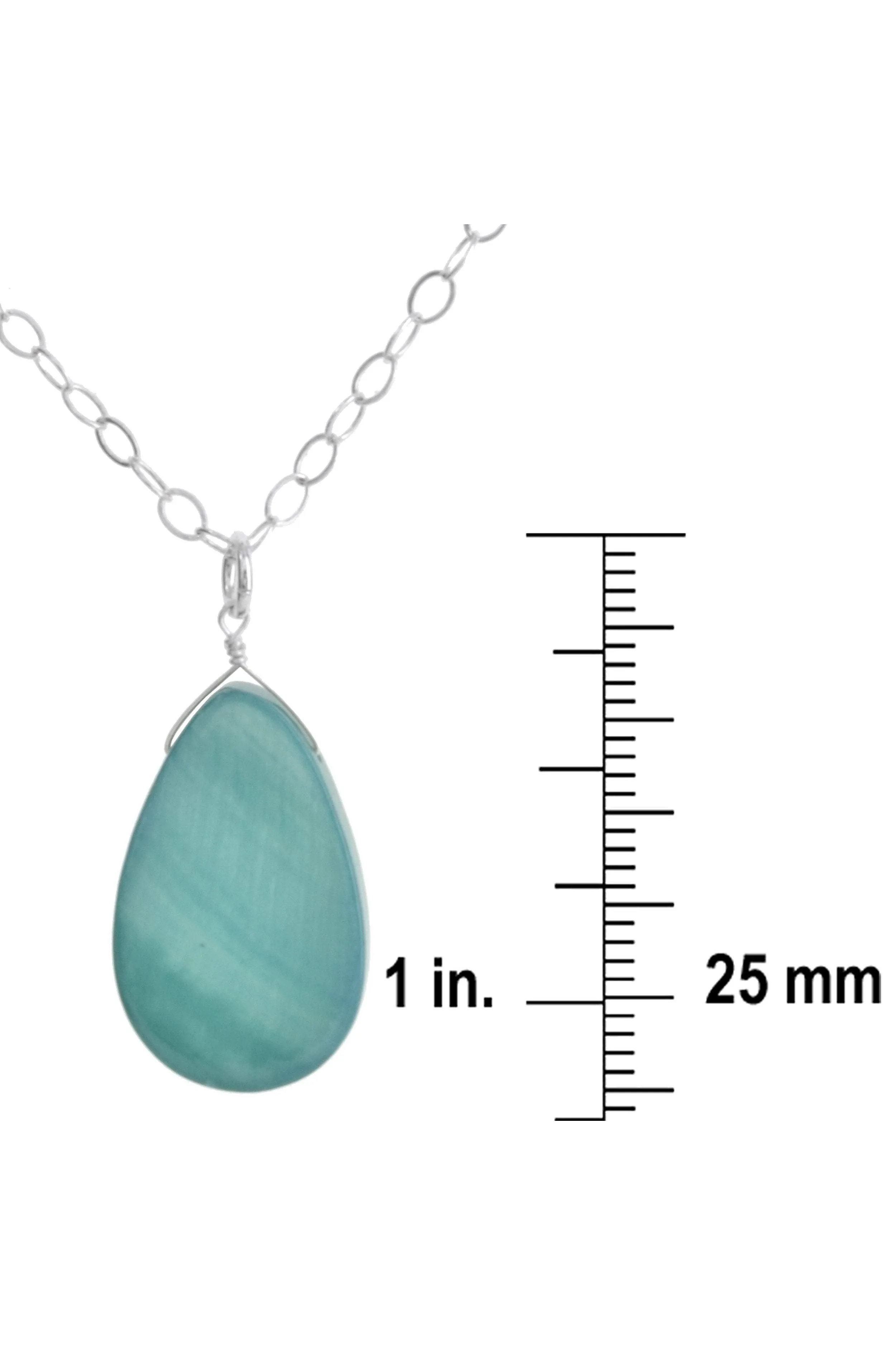 Light Blue Mother of Pearl Dangle Teardrop Necklace