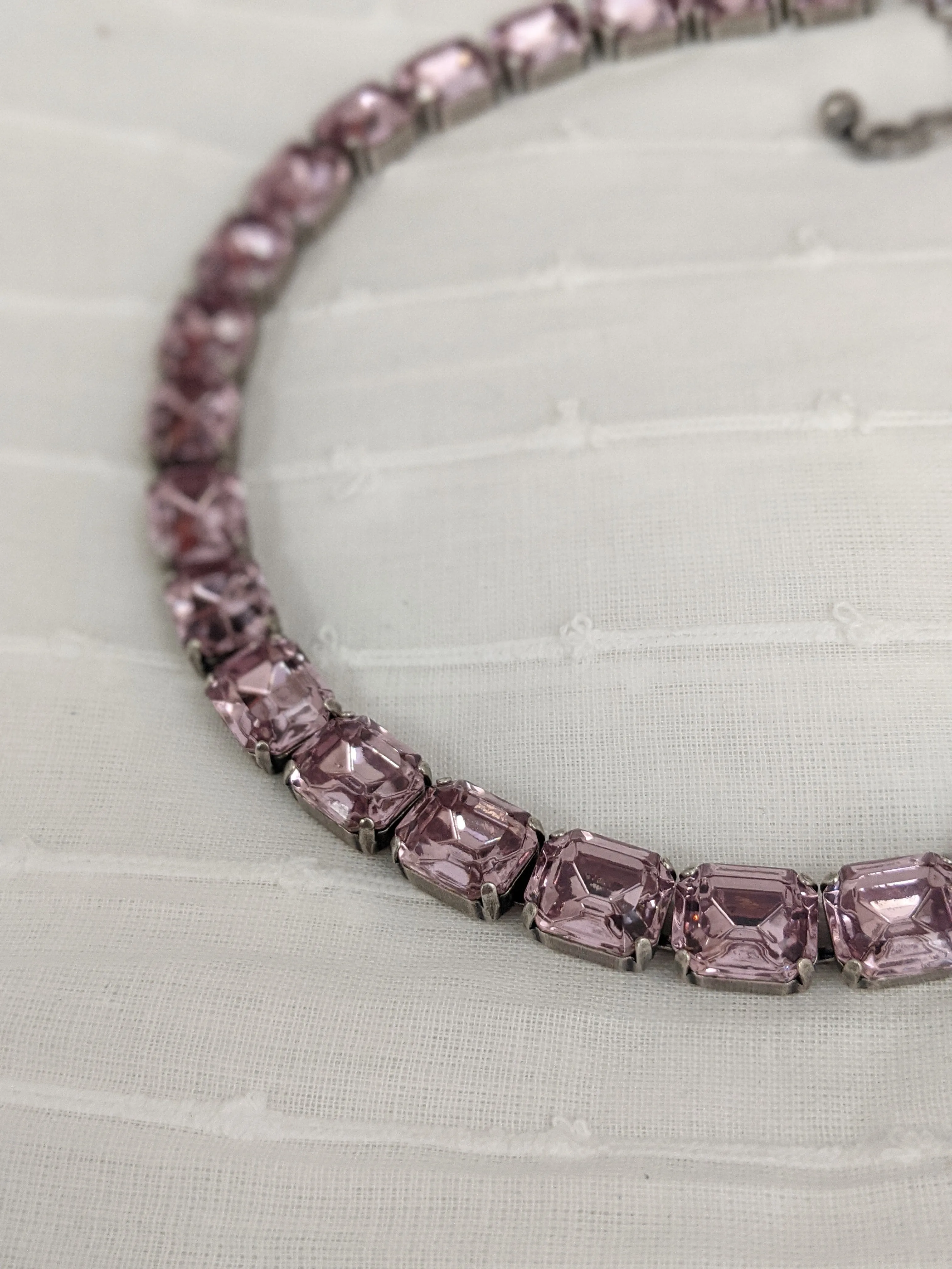 Light Purple Crystal Collet Necklace - Small Octagon