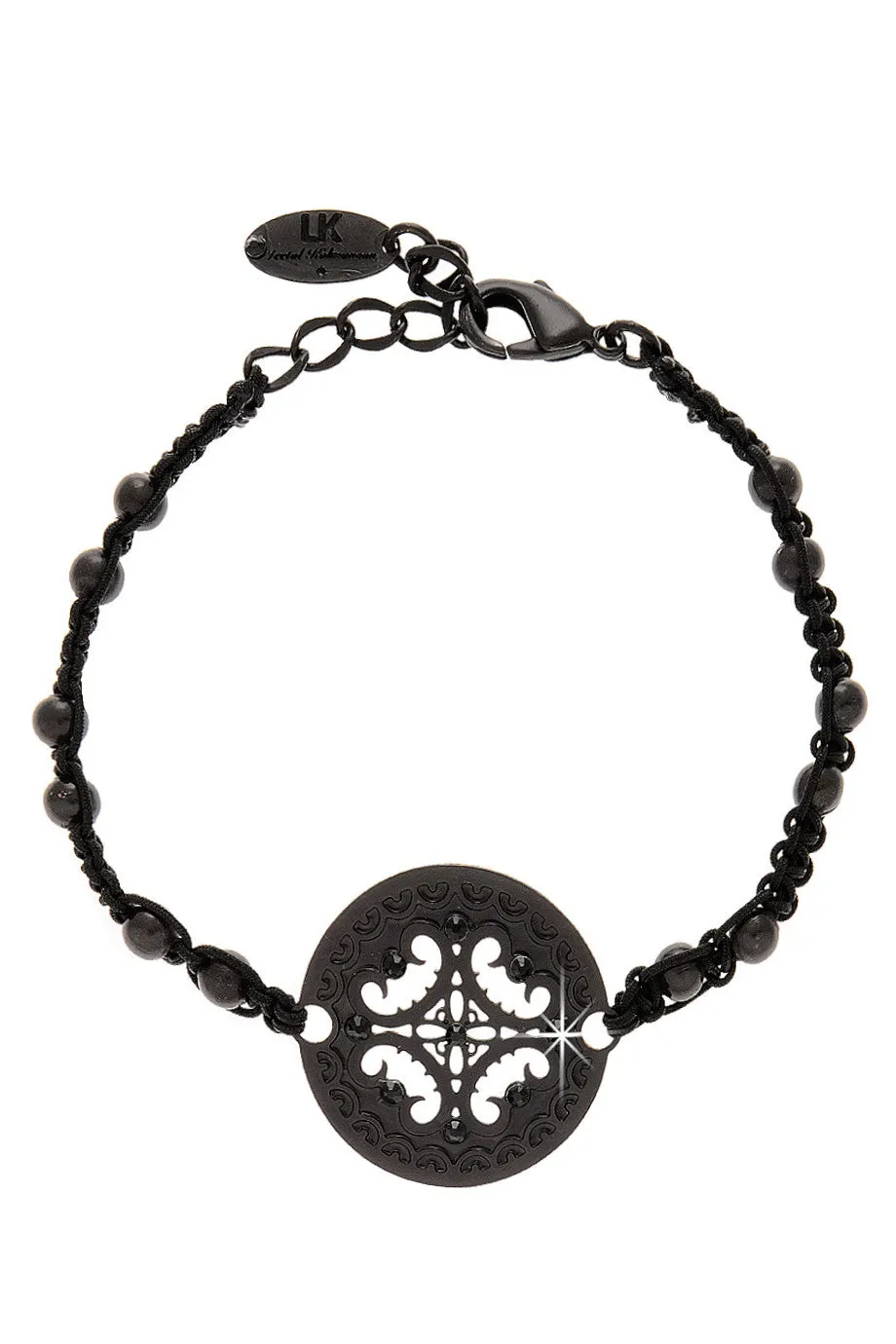 LK DESIGNS CIRCLE STAMP Black Friendship Bracelet