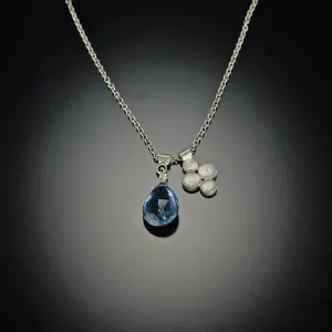 London Blue Topaz and Small Disk Charm Necklace