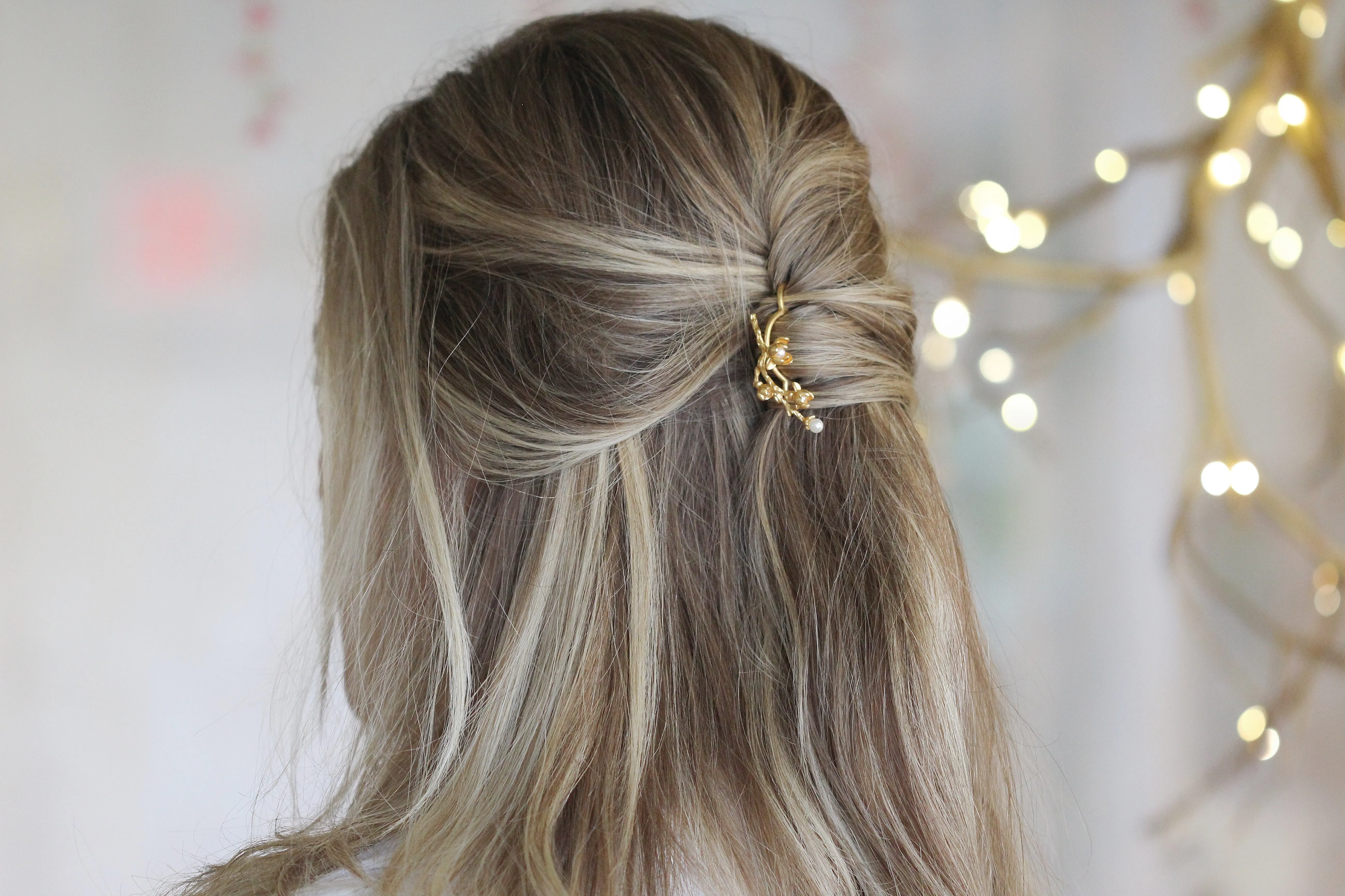 Magnolia Floral Branch Hair Prong